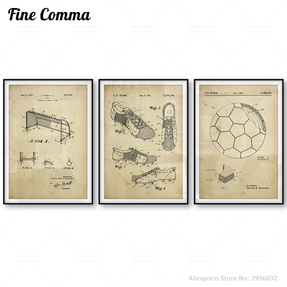 

Soccer Art Patent Posters Soccer Cleat Goal Ball Soccer Wall Art Sports Decor Soccer Gifts Football Vintage Picture Canvas Print