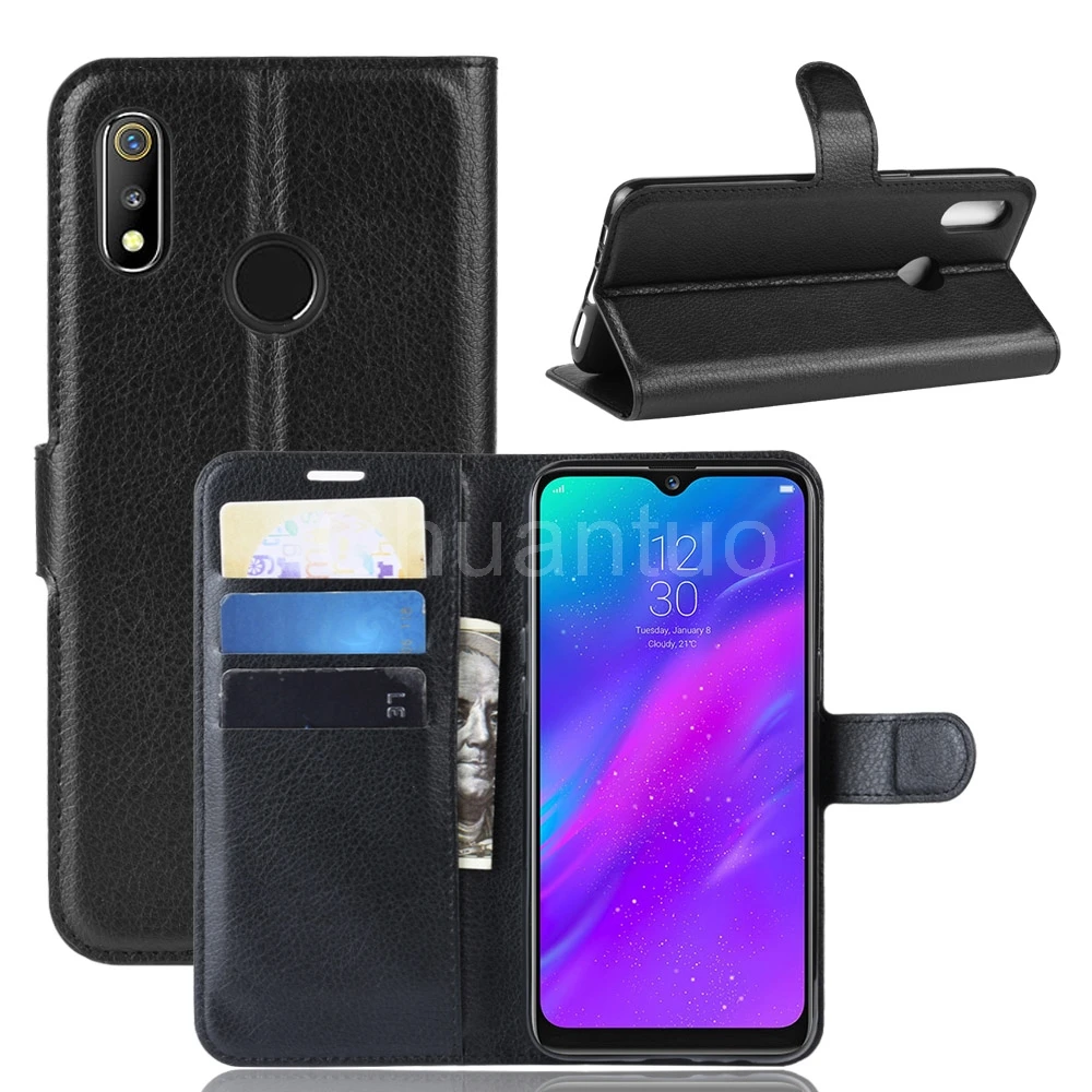 Чехол книжка из искусственной кожи для OPPO Realme 3 флип кошелек чехлы телефонов