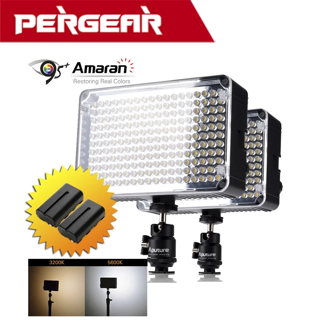 

Aputure Amaran AL-H198C High CRI 95+ Led Video Photo Light +2PCS Rechargeable NP-F550 Batteries For Canon Nikon Sony Cameras