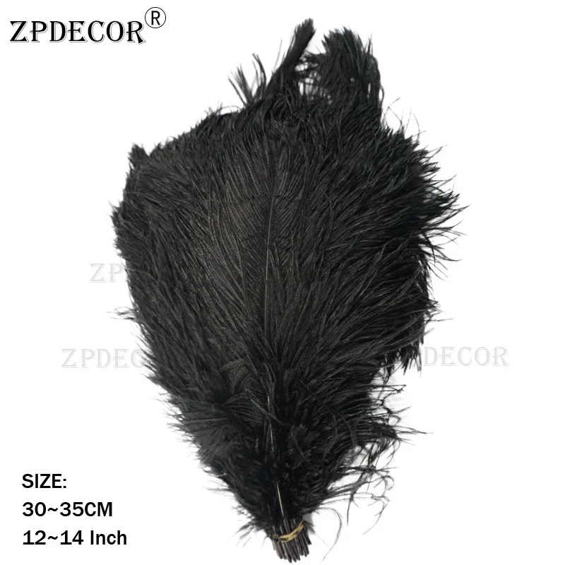 30-35 см страусиные перья для рукоделия, свадебные принадлежности, карнавальные украшения для танцоров - Цвет: Черный