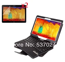 Wireless Removeable Bluetooth Keyboard Leather Case Cover For Samsung Galaxy Note 10.1 2014 Edition P600 P601 +2* Matte Films