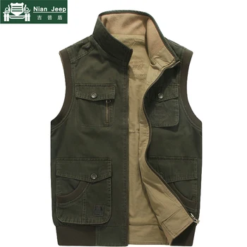 

New 2020 Brand Plus Size M-8XL Men's Vest Casual Multi Pocket Vest Men Cotton Autumn Winter Waistcoat Coat colete masculino