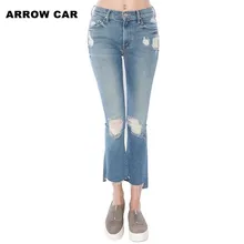 Женские джинсовые штаны с дырками джинсовые расклешенные брюки женские весенние новые джинсовые брюки Европа и тренд модные женские джинсы