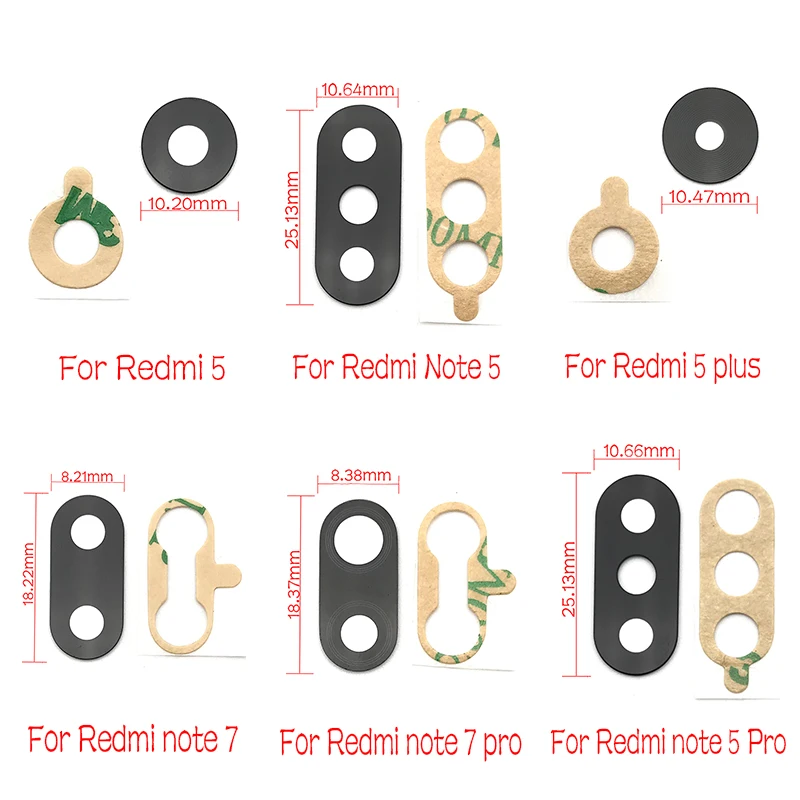 

10 pcs/lot New Rear camera glass Lens Back Camera Glass Lens Cover with sticker For Xiaomi Redmi Note 7 6 5 5A 6A Pro PLus S2