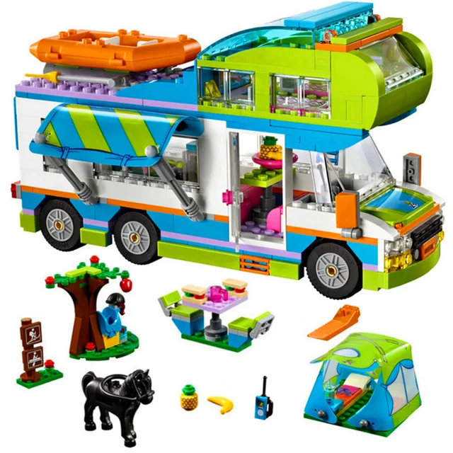 Good Friends Girl Series Outing Camper Bus Compatible LegoINGly Friends Building Blocks Bricks Toys Children Christmas Gifts