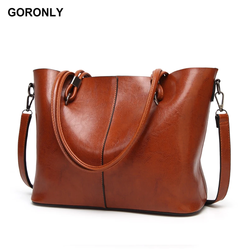 

GORONLY Brand New Leather Tote Bag Women Handbags Female Designer Shoulder Bags Large Casual Messenger Bag Fashion Ladies Purses