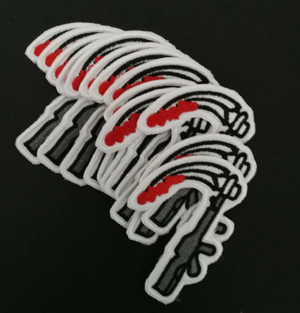 

10pcs/lot custom Iron On Sons of Biker motor Sickle Patches of Vest jacket Anarchy Patches for Harley Motorcycle Jacket badges