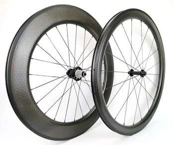 

700C carbon dimple surface road bicycle wheels 26mm width front 45mm rear 80mm depth bike wheelset with specail brake surface