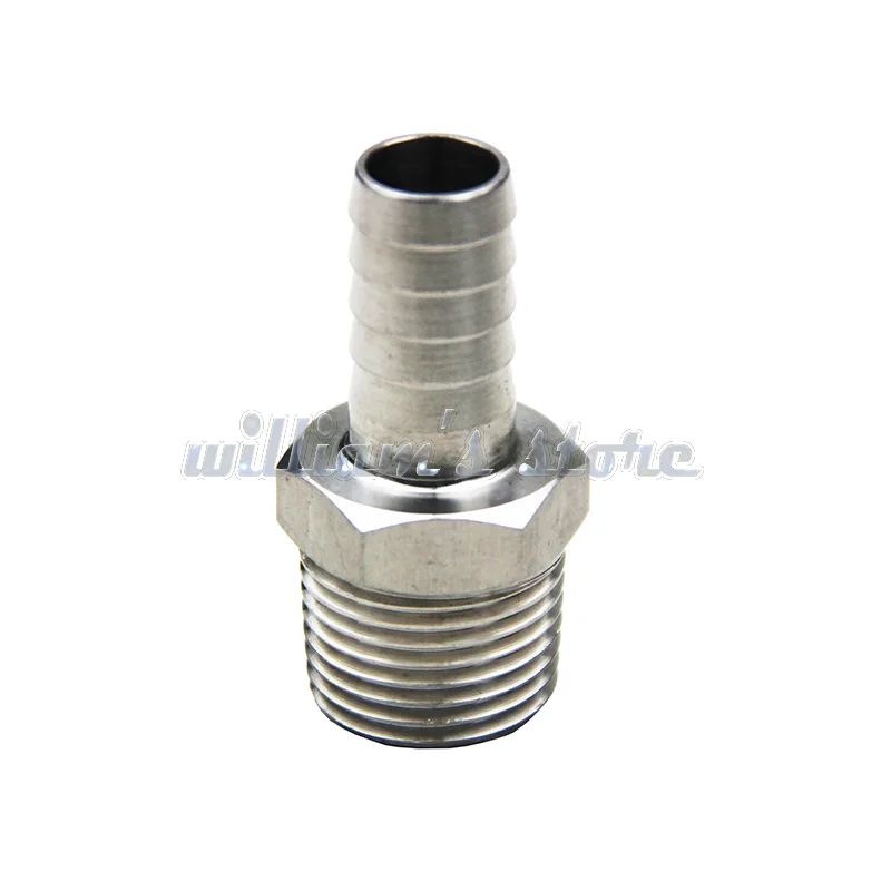 2pcs Stainless Steel Barbed Fitting,Hose Barb 1/2" BSP Male x 13mm Barb