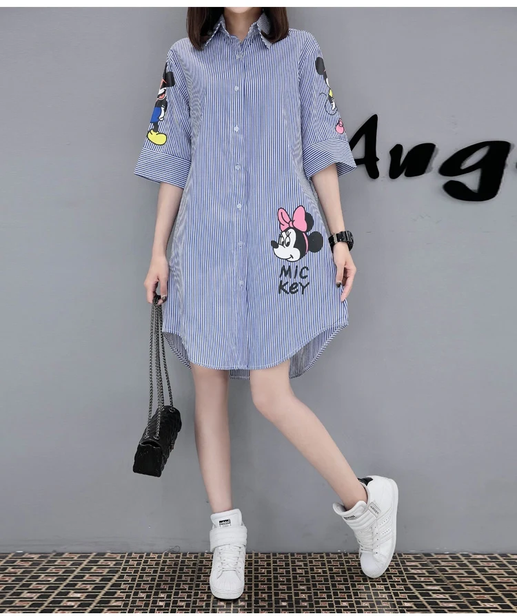 New Cartoon Pregnant Woman Dress Micky Loose Stripe Pregnancy Clothing Spring Short Sleeve Minnie Female Maternity Blouse New Cartoon Pregnant Woman Dress Micky Loose Stripe Pregnancy Clothing Spring Short Sleeve Minnie Female Maternity Blouse