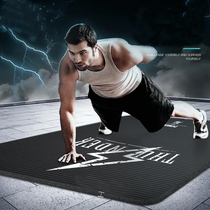 MEN Yoga mat Non Slip Mat Blanket Men Fitness Exercise Pilates Workout Indoor 185*80*15 NBRin
