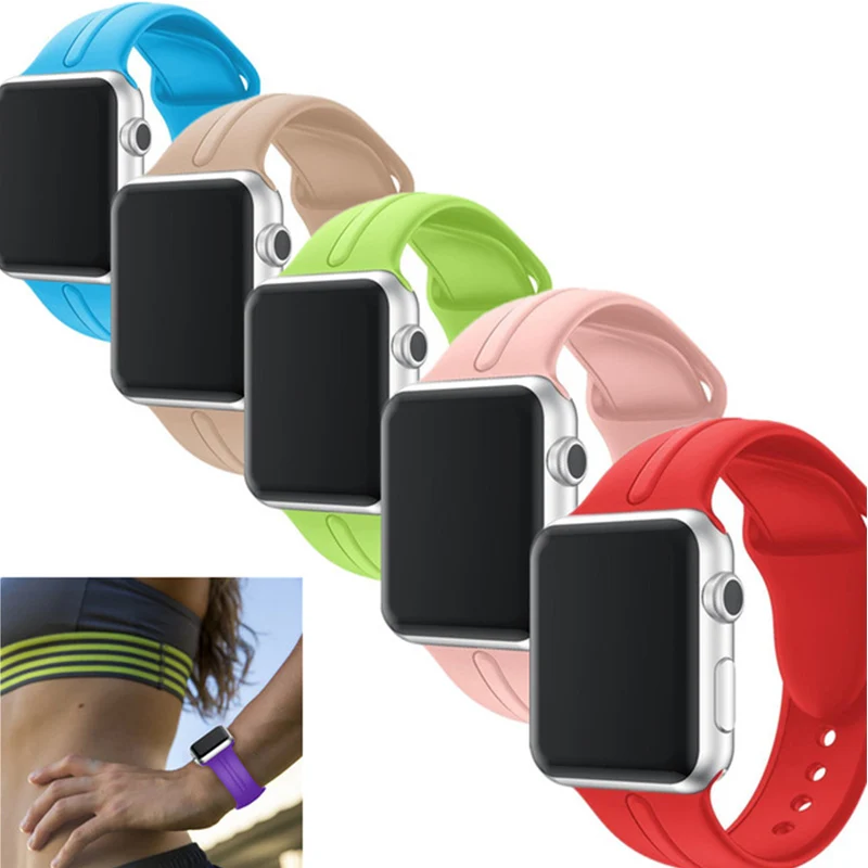 Мягкая силиконовая лента для Apple Watch 38 мм 42 сменный Браслет спортивный ремешок iWatch