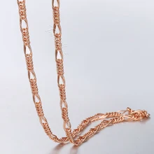 3 мм женское двойное ожерелье из кубинского Фигаро, цепочка с 585 розовым золотом 50 см GN352
