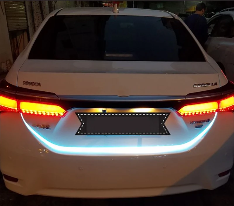 Ice Blue Red Yellow White LED Strip Lighting Rear Trunk Tail Light Dynamic Streamer Brake Turn Signal Reverse Leds Warning Light (3)