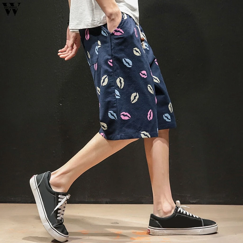

2019 Summer casual Beach Shorts Men Linen Cotton solid loose man Drawstring soft Comfortable Flax shorts bermuda plus size Apr24