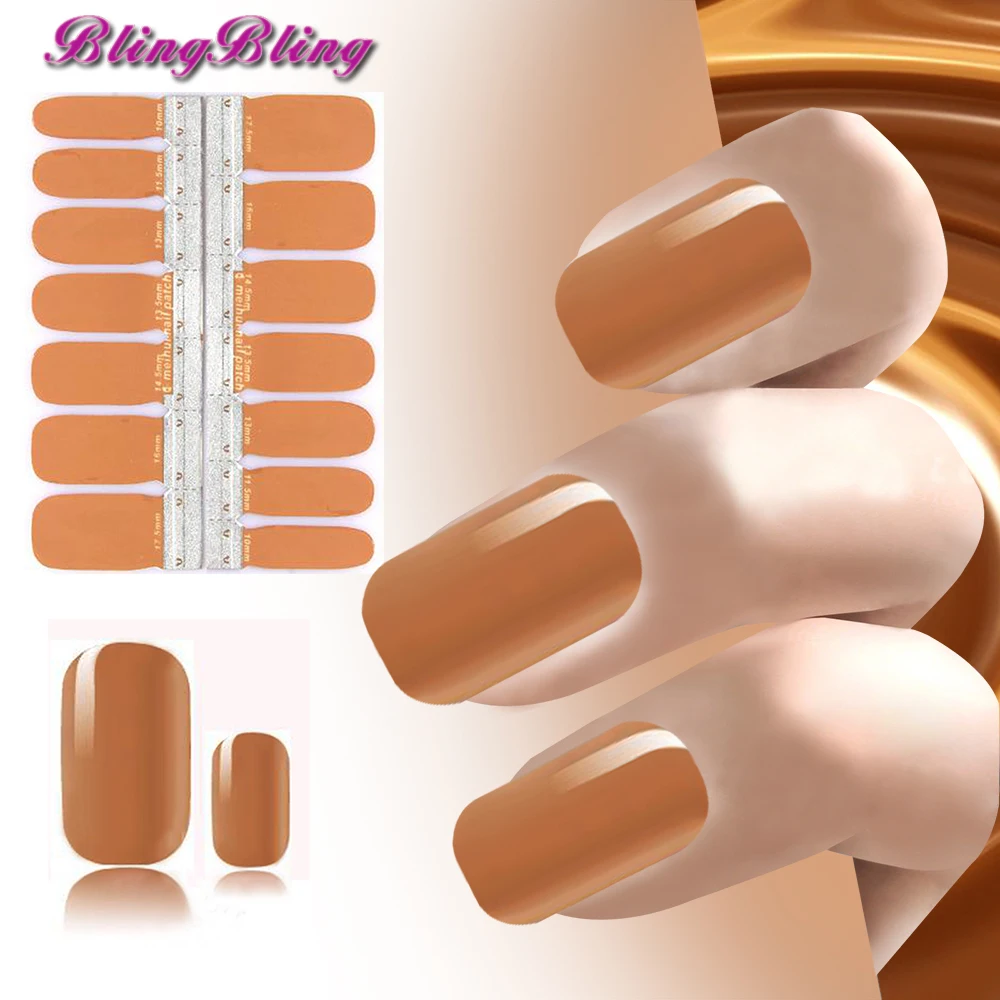blingbling Adhesive Nail Sticker Lady Brown Color Nails Polish Stickers