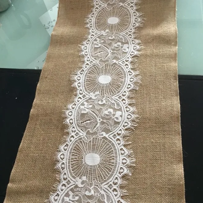 14x120 дюймов винтажный деревенский из мешковины кружева рулон для свадебного