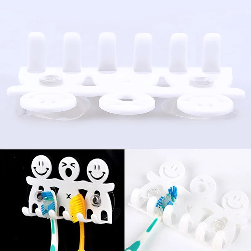 WHISM Smile Face пластиковый держатель для зубных щеток Мультфильм 5 позиционная зубная щетка подставка настенная вешалка для полотенец аксессуары для ванной комнаты