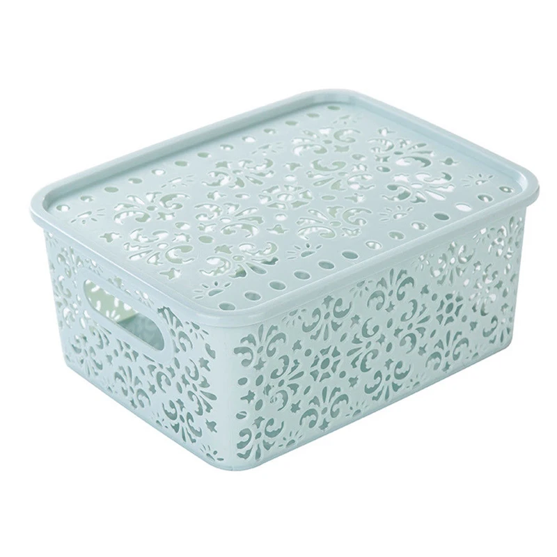 Plastic Storage Basket Box Bin Container Organizer Clothes Laundry Kitchen Tool Blue Green pink Light Pink