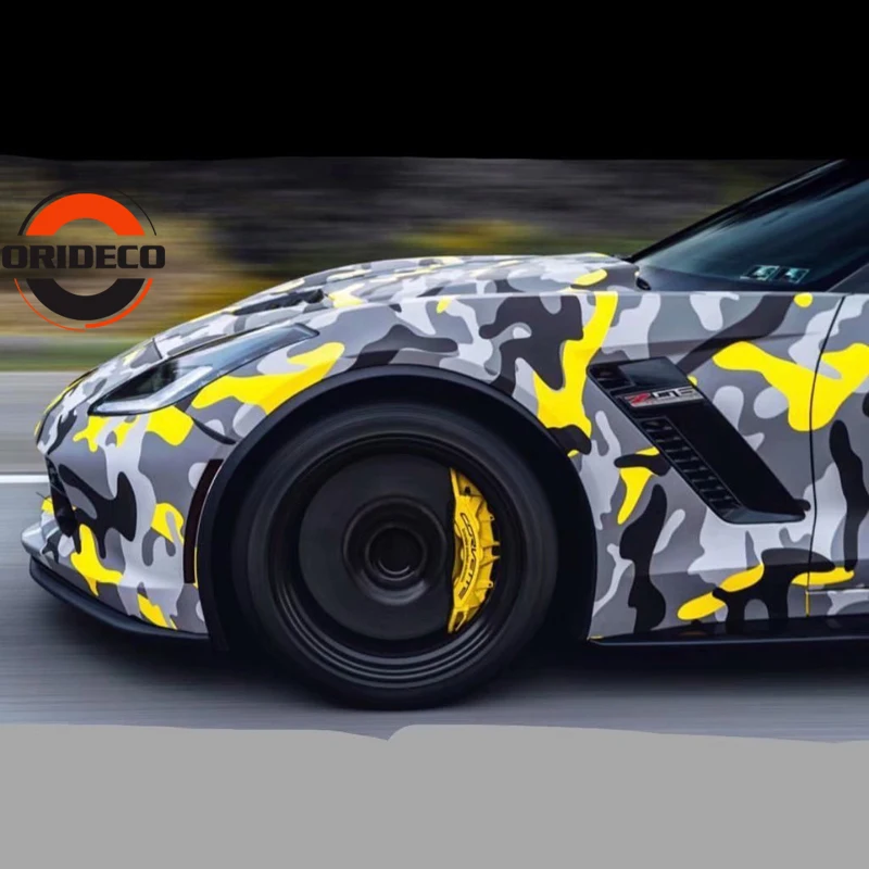 yellow black gray camo vinyl car foil 6