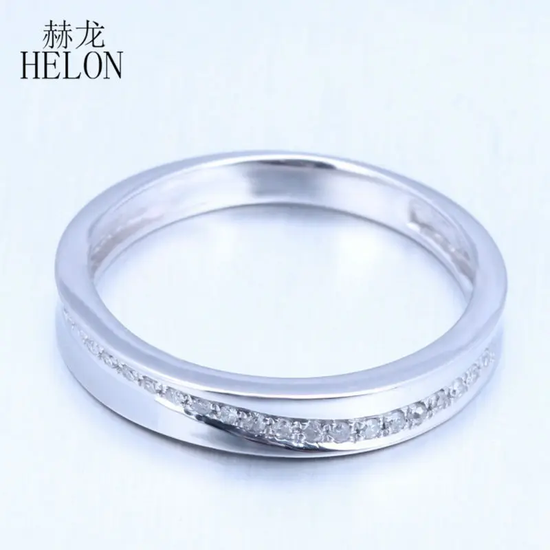 

HELON Solid 10k White Gold 100% Genuine Natural Diamonds Wedding Fine Jewelry Engagement Anniversary Band For Women's Ring