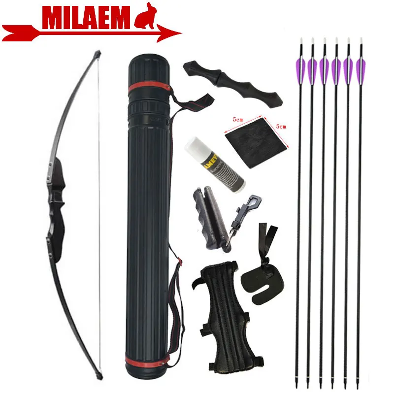 

1Set 30/40lbs Archery Recurve Bow With Carbon Arrow Spine 500 Arrow Quiver Finger Guard Bow Arrow Hunting Shooting Accessories