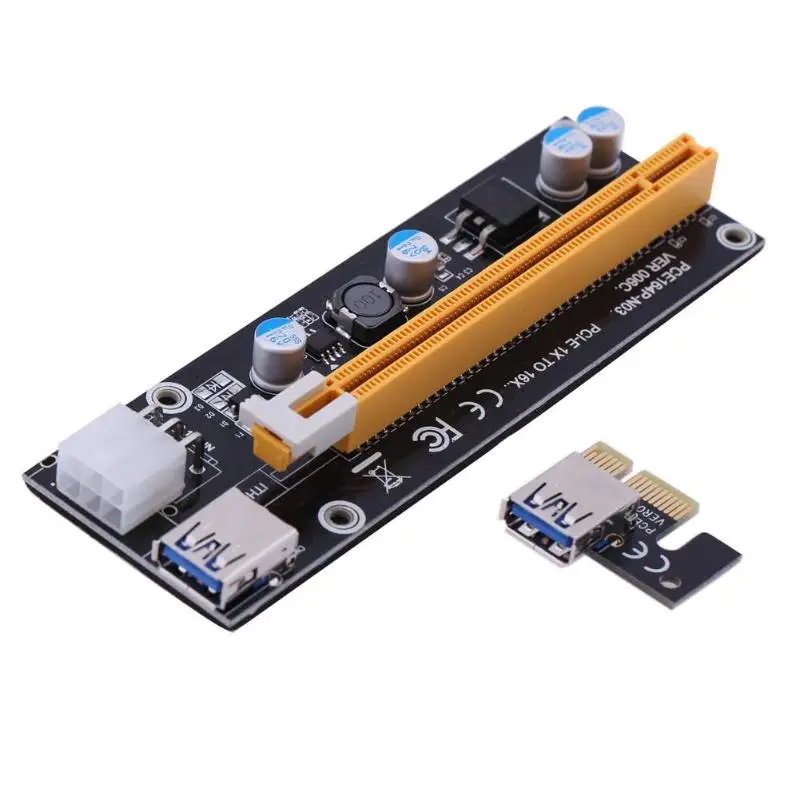 PCI-E Express1x Extender Riser Adapter Card 60cm USB3.0 Extender Riser Card Adapter 6PIN Power Cable For Bitcoin Mining Machine