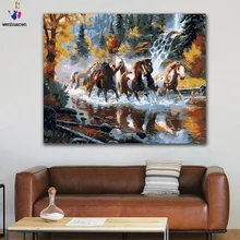 DIY картина по номерам лошадь скачущей в лесу фигурные рисунки по номерам с комплекты 40x50 защелка