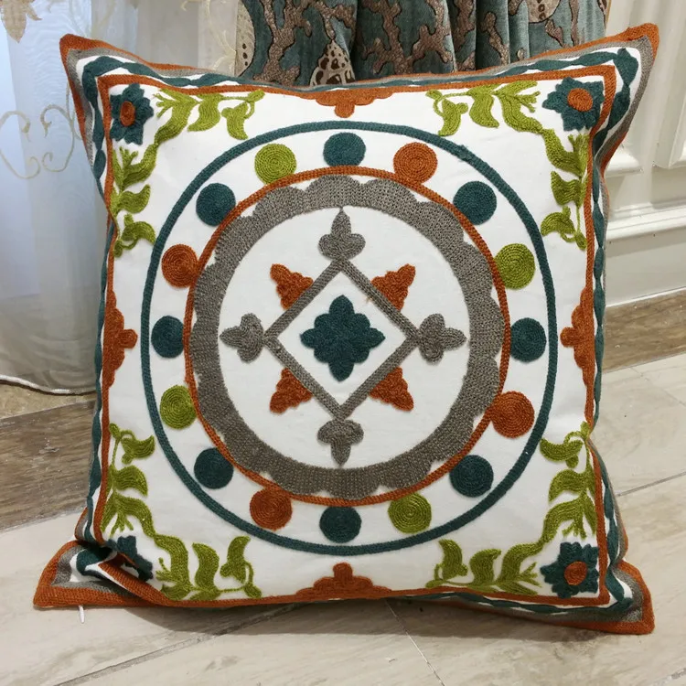 

Vintage Embroidery Cotton Pillow Case Home Decorative Throw Cushion Cover Christmas Decoration Square Pillow Cover 45 x 45 cm