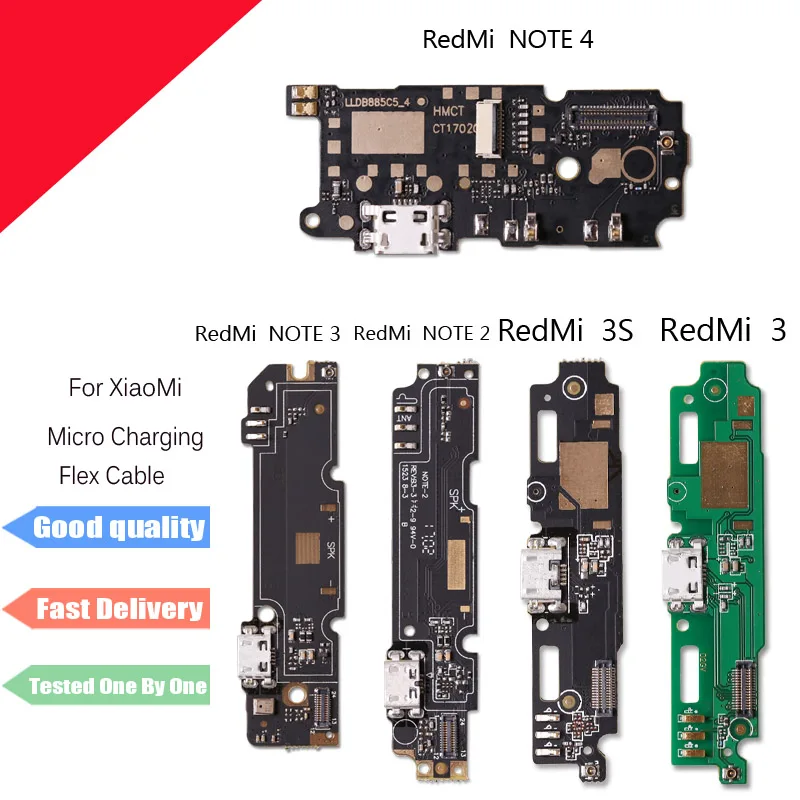 

1pcs New Replacement For Xiaomi 3 4 4C 5 Redmi Note 2 3 4 3S /note 3 Pro Micro Dock Connector Board USB Charging Port Flex Cable