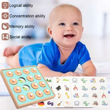 

Funny Wooden Memory Matching Chess Board Game Set Early Educational Toy for Kids Children Boy Gifts Family Party Gift