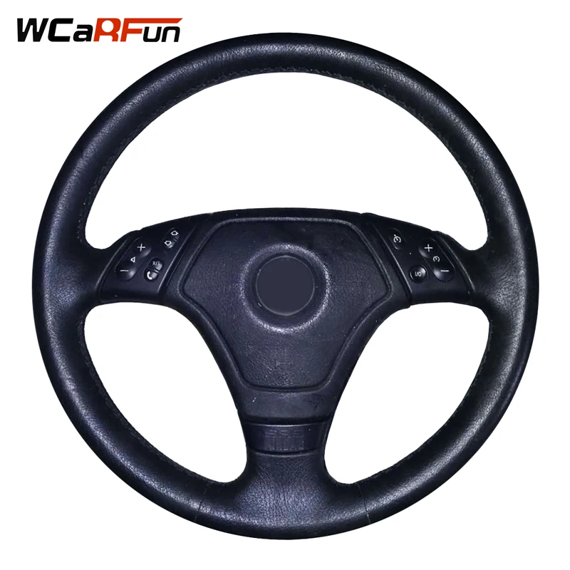 WCaRFun Black Artificial Leather Car Steering Wheel Cover Hand-Stitched Auto Steering Cover for BMW E46 E36 E39 WCaRFun Black Artificial Leather Car Steering Wheel Cover Hand-Stitched Auto Steering Cover for BMW E46 E36 E39