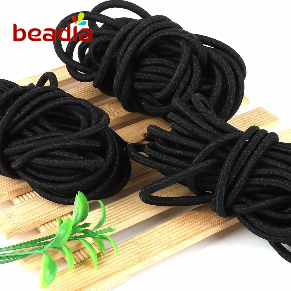 2 м Высокое качество диаметр 1 мм-5 мм сильная эластичная черная веревка шнур стрейч веревка для DIY ювелирных изделий Аксессуары для волос материал