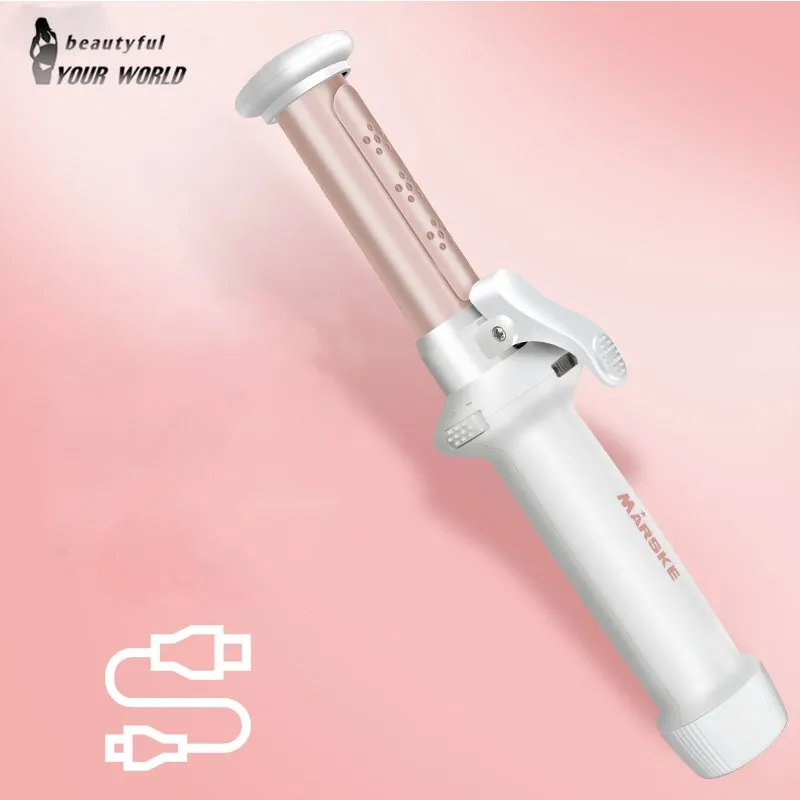 

USB Rechargeable Hair Curling Irons Mini Hair Curler Portable Hair Styling Tools with Power bank function