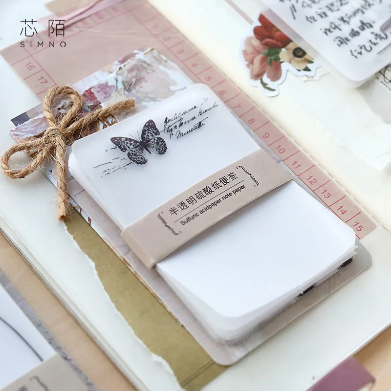

Translucent Sticky Notes Butterfly Garland Swallow Mushroom Writing Pads Plant Word Memo Pads Daily Retro Plant Diy Hand Sticker