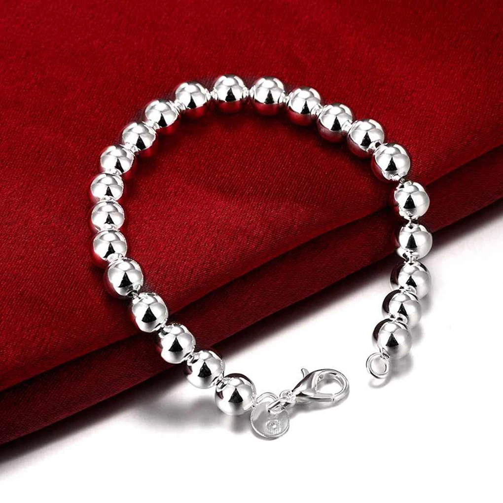 

2019 Women Silver Plated Roll Circle Ball Bead Bracelet With Solid Color For Party As Gift