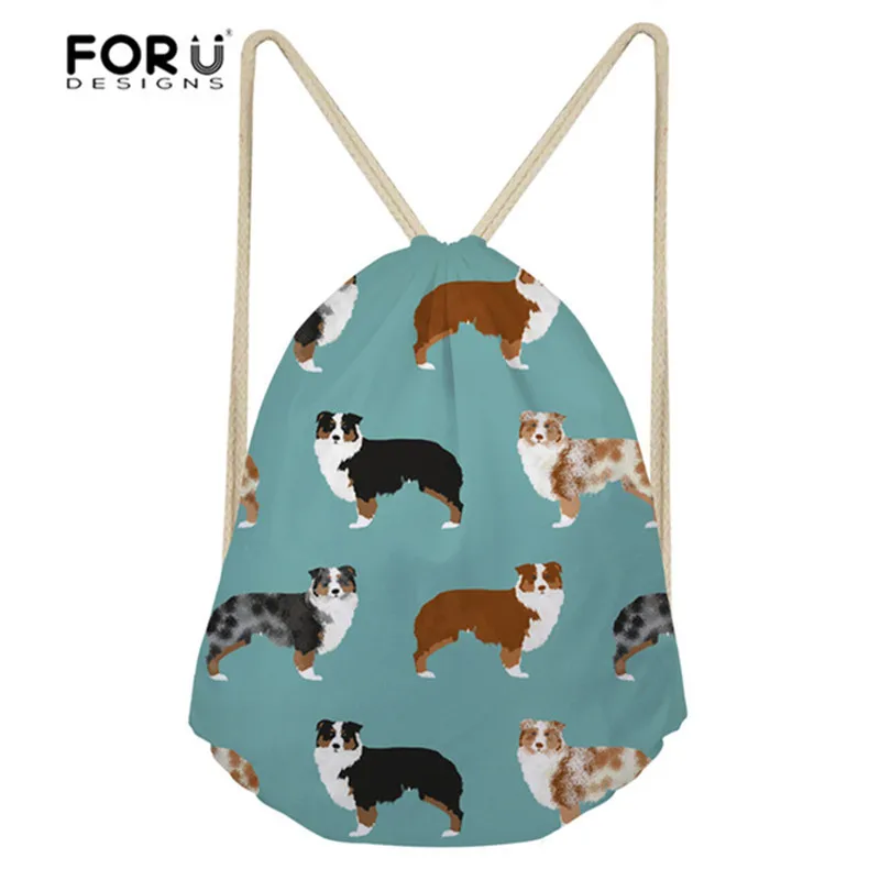 

FORUDESIGNS Sports Bag Australian Shepherd Printing Drawstring Bag Women's Backpack Sports Bags for Fitness Gym Sack Outdoor
