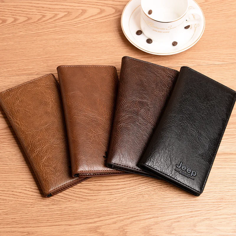 

KYYSLO men's long wallet multi-function card package Korean version of the suit clip student wallet PU leather Male Purse