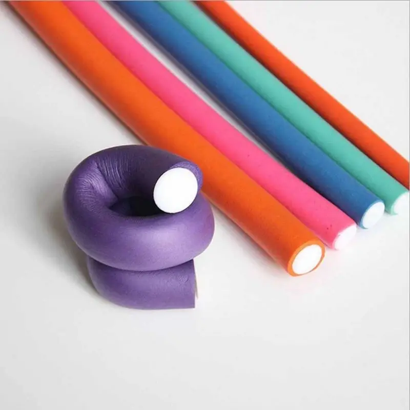 10pcs Soft Foam Sponge DIY Styling Hair Rollers Flexible Curler Bendy Twist Curls Tool Random Color