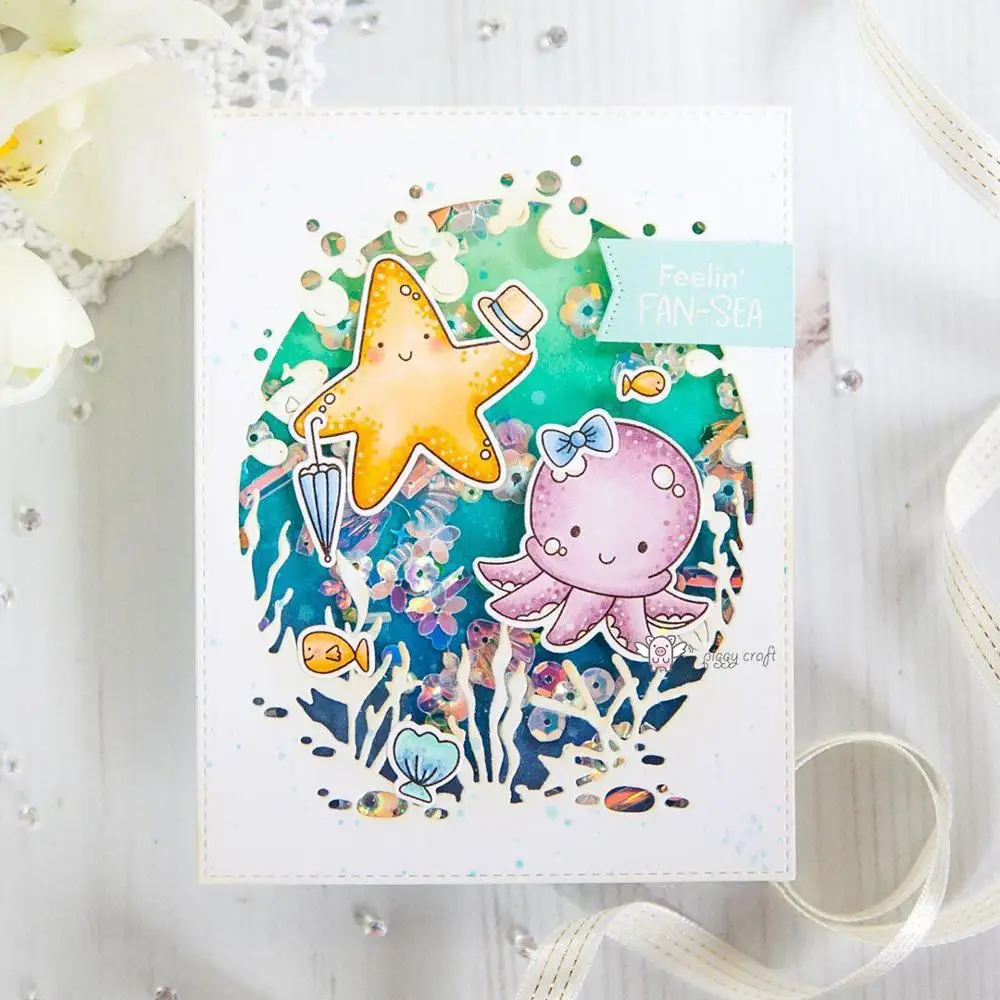 

Mmao Crafts Metal Steel Cutting Die New Aquatic fish oval frame Stencil For DIY Scrapbooking Paper/photo Cards Embossing Dies