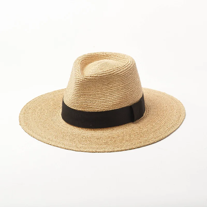 01903-HH7310 летняя ручная работа тонкая RAFFIA Высокая Шляпа Fedora для мужчин и женщин досуг Панама шляпа