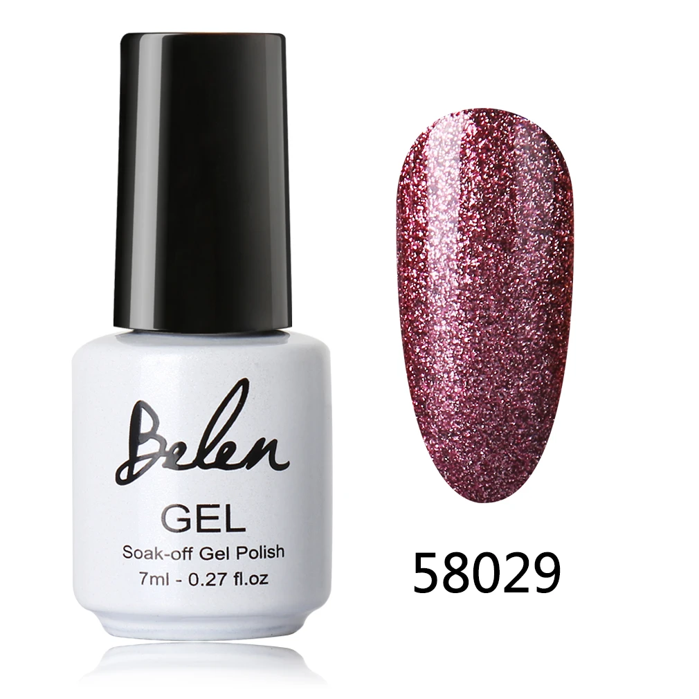 Belen 7 мл Bling УФ-гель для ногтей Platinum лак для ногтей полуперманентный супер блестящий Блестящий лак с блестками - Цвет: 58029