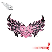 Розовое сердце леди Райдер вышитые железные на спине куртки патч черный твил Ткань DIY пользовательский дизайн