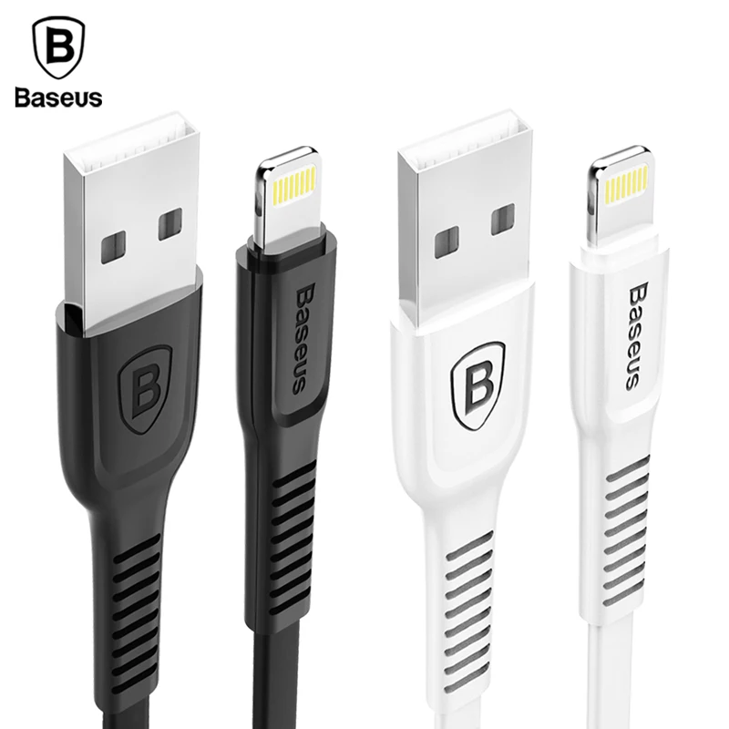Baseus Flat USB Cable For iPhone X 8 7 6 6s Plus 5 5s iPad Fast