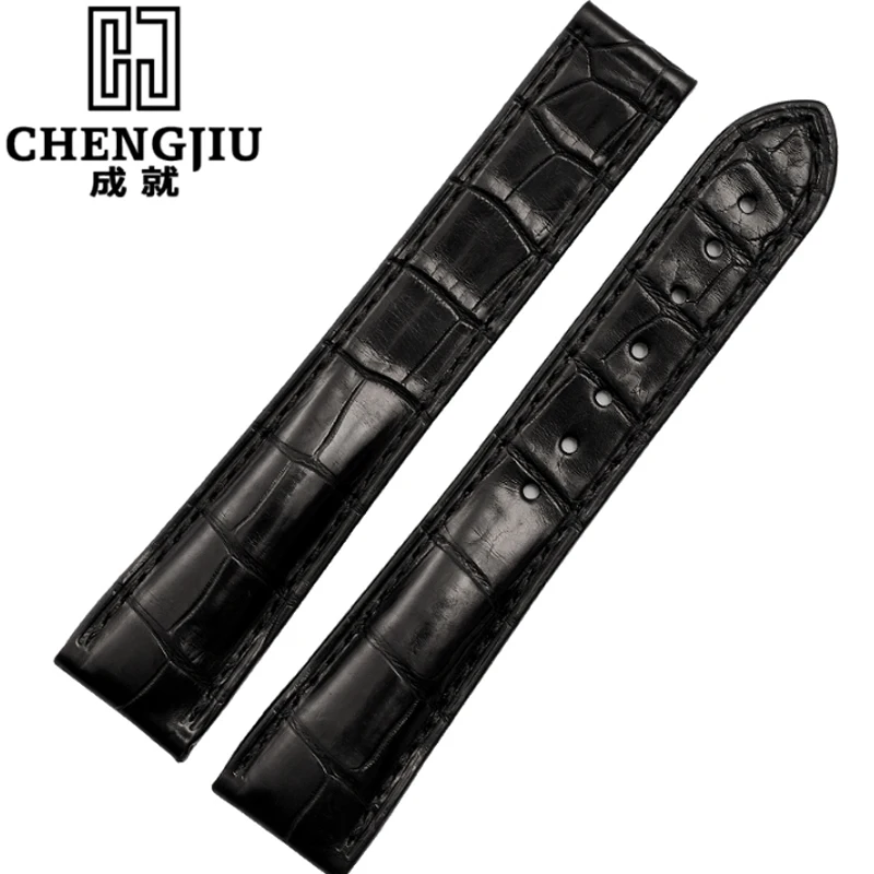 

Genuine Leather Mens Watch Band For Omega/De Ville/Hippocampus Watches Straps For Male Crocodile Leather Bracelet Belt 19 20mm