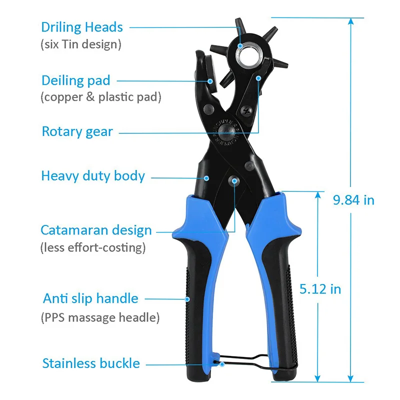 Кожаный перфоратор плоскогубцы бытовой ручной перфоратор револьвер инструменты ремень ремешок для часов перфораторы с 6 размеров отверстий
