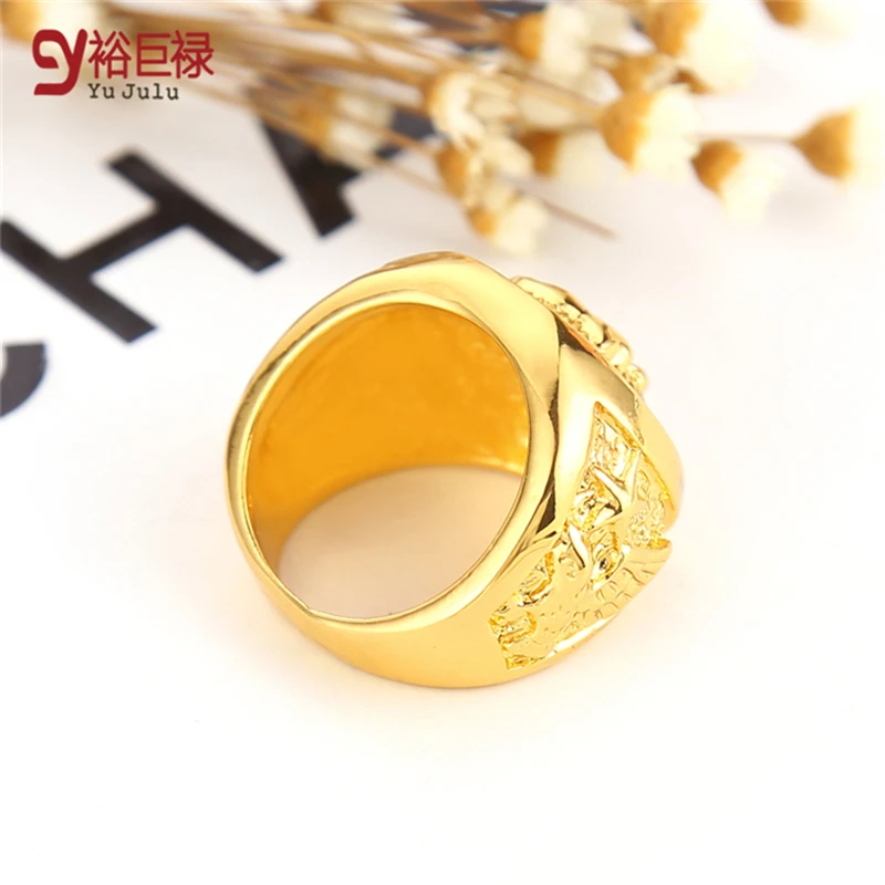 2017 Hip Hop Lion Ring Gold Men High Quality Gold Metal Bling Bling Longer Wedding Rings For Men and Women Couple Hear
