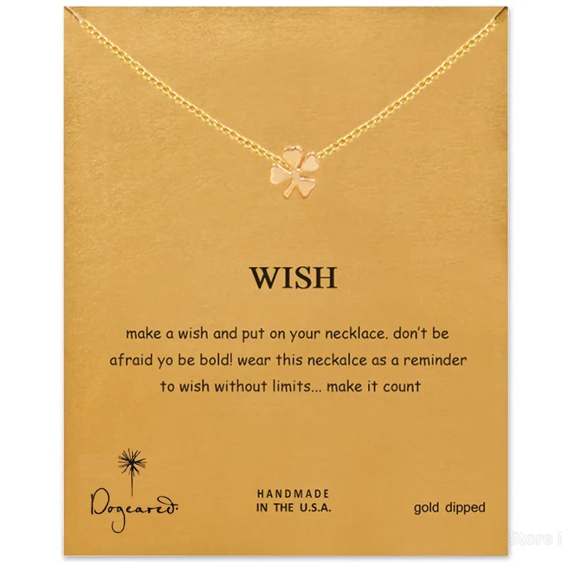 

Fashion Wish Clover Pendant Necklace Clavicle Chains Statement Necklace Women Girl Holiday Beach Jewelry