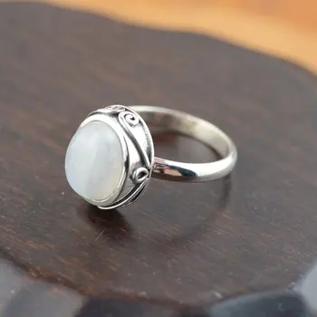 

FNJ 925 Silver Moonstone Ring for Women Jewelry Natural Stone New Fashion Original Pure S925 Sterling Silver Ring size 6.5-8