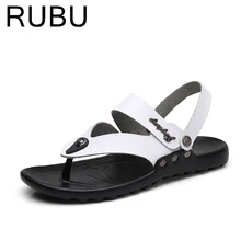 Genuine Leather Slippers Men Breathable Outdoor Slippers Summer Man Flats Wearable Comfortable men’s Shoes /03
